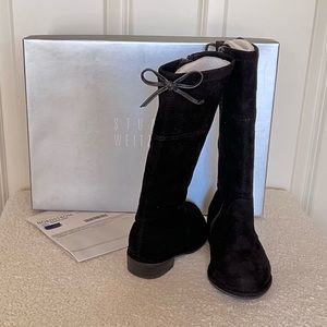 Girls Stuart Weitzman Suede Black Boots with Zippers. Size 8.